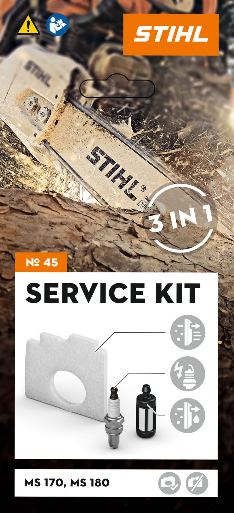 Kit service entretien STIHL N° 45 pour tronçonneuses MS 170 / MS 180